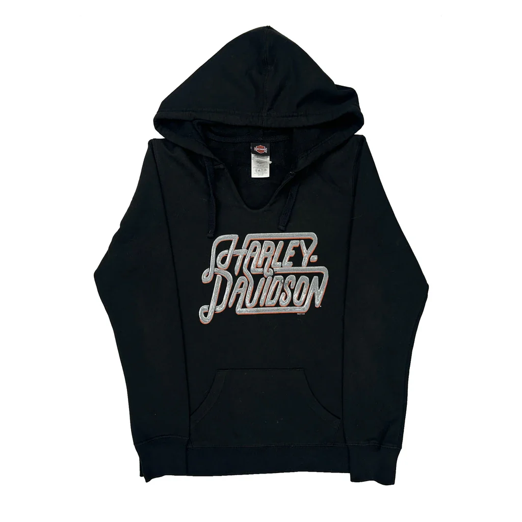 Manatee River Harley Davidson Hoodie - Large Black Cotton Blend
