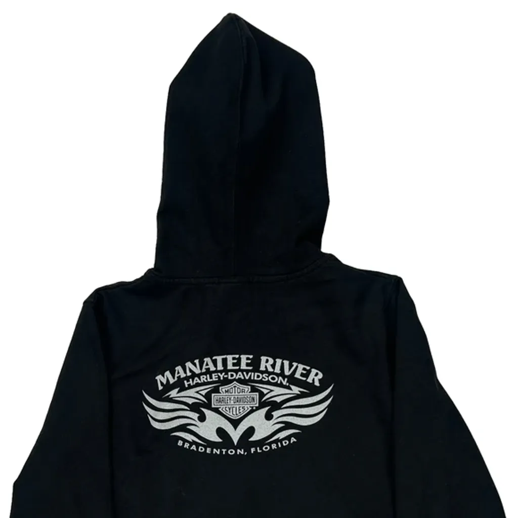 Manatee River Harley Davidson Hoodie - Large Black Cotton Blend - Image 6