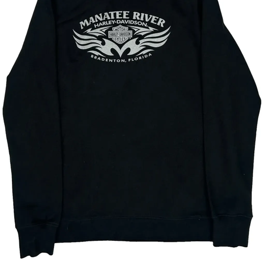 Manatee River Harley Davidson Hoodie - Large Black Cotton Blend - Image 7