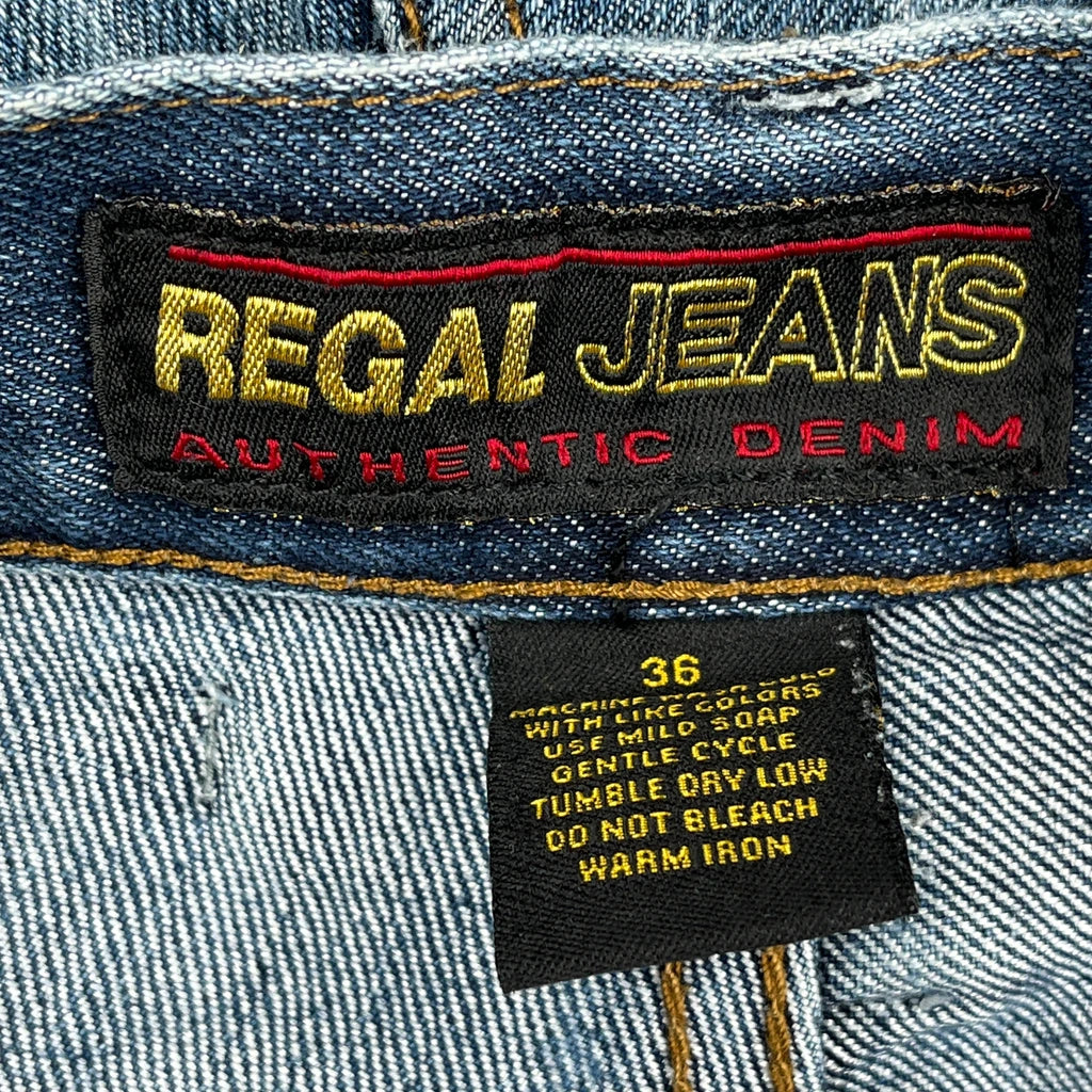 Map Design Regal Graphic Baggy Denim Shorts - 35W 12L Blue Denim - Image 6