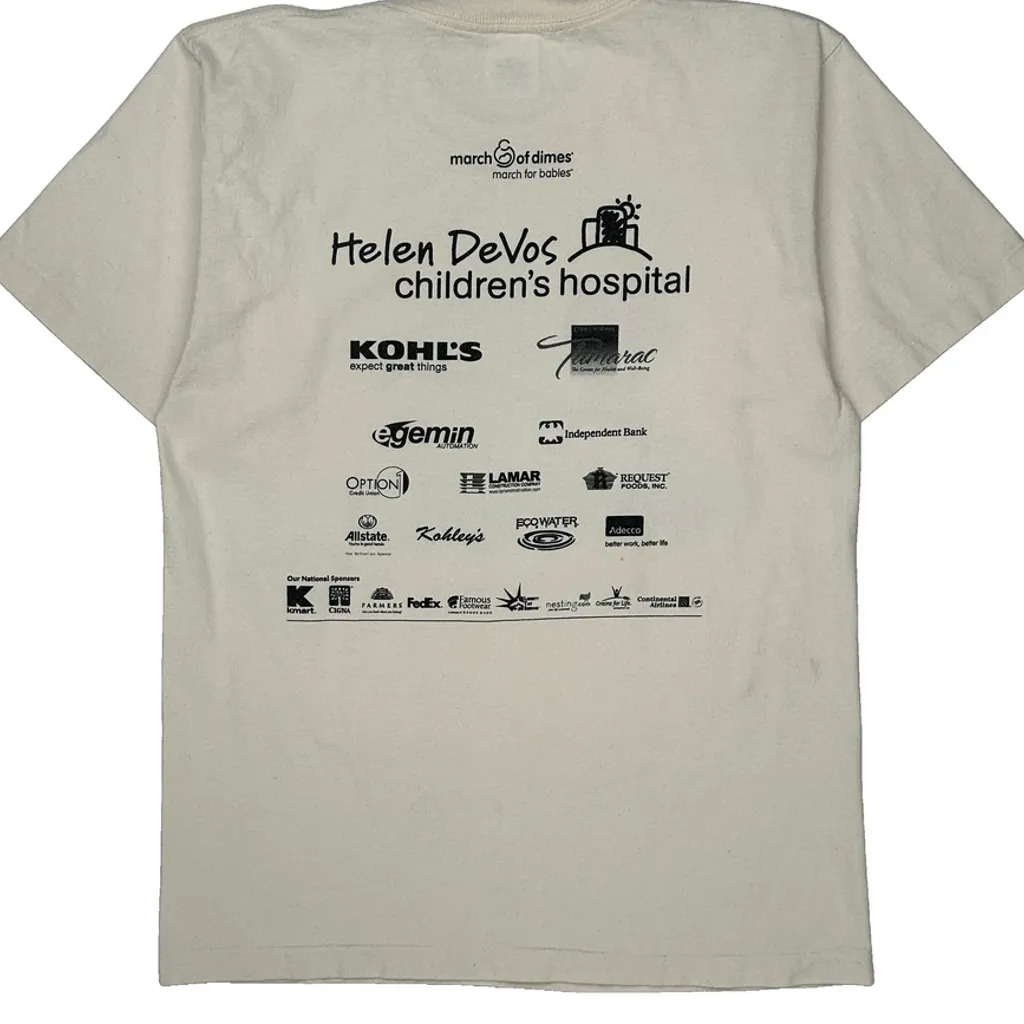March Of Dimes Alore Single Stitch T-Shirt - Medium Cream Cotton - Image 6