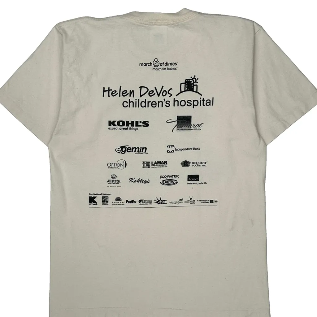 March Of Dimes Alore Single Stitch T-Shirt - Medium Cream Cotton - Image 7