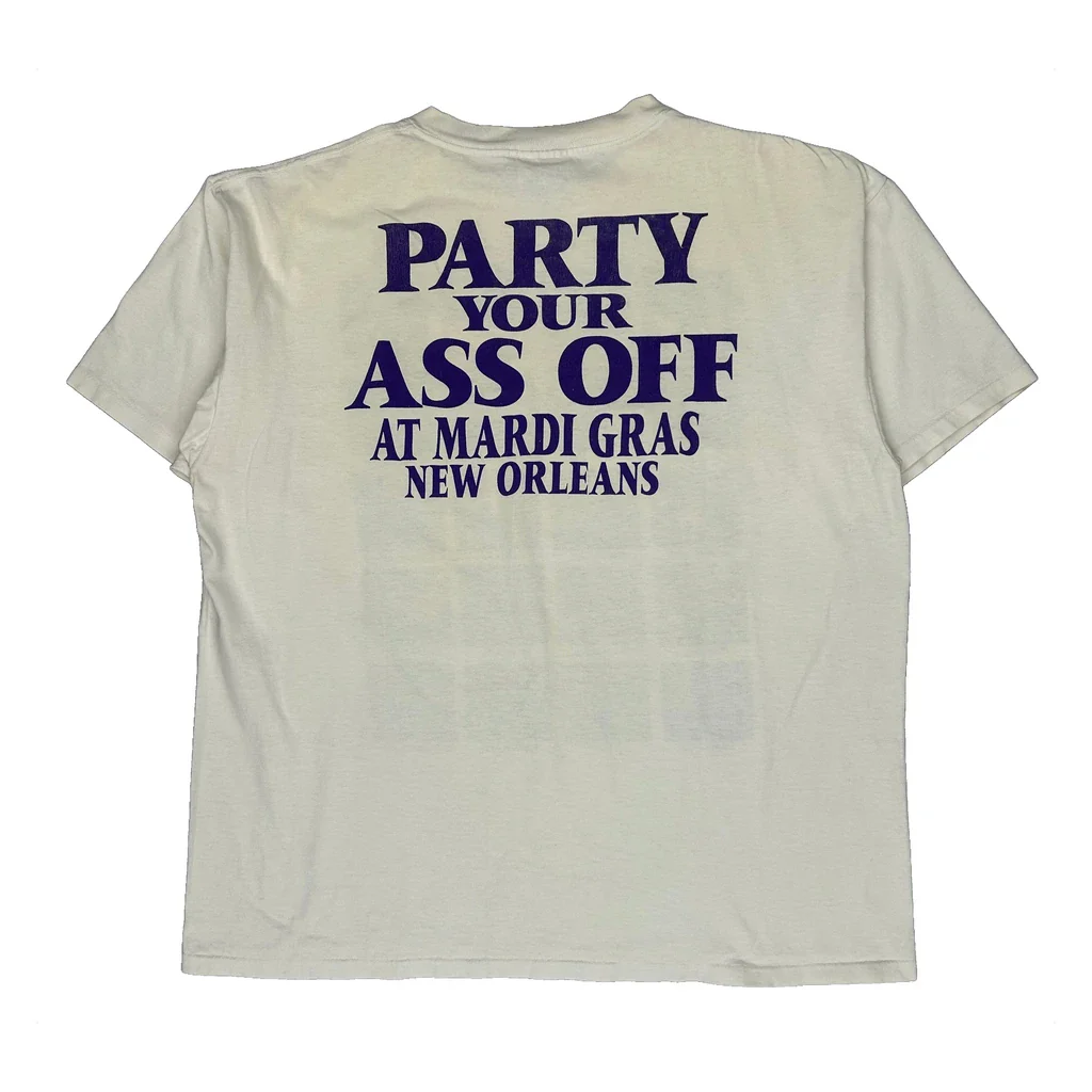 Mardi Gras Outhouse Graphic T-Shirt - XL White Cotton - Image 2