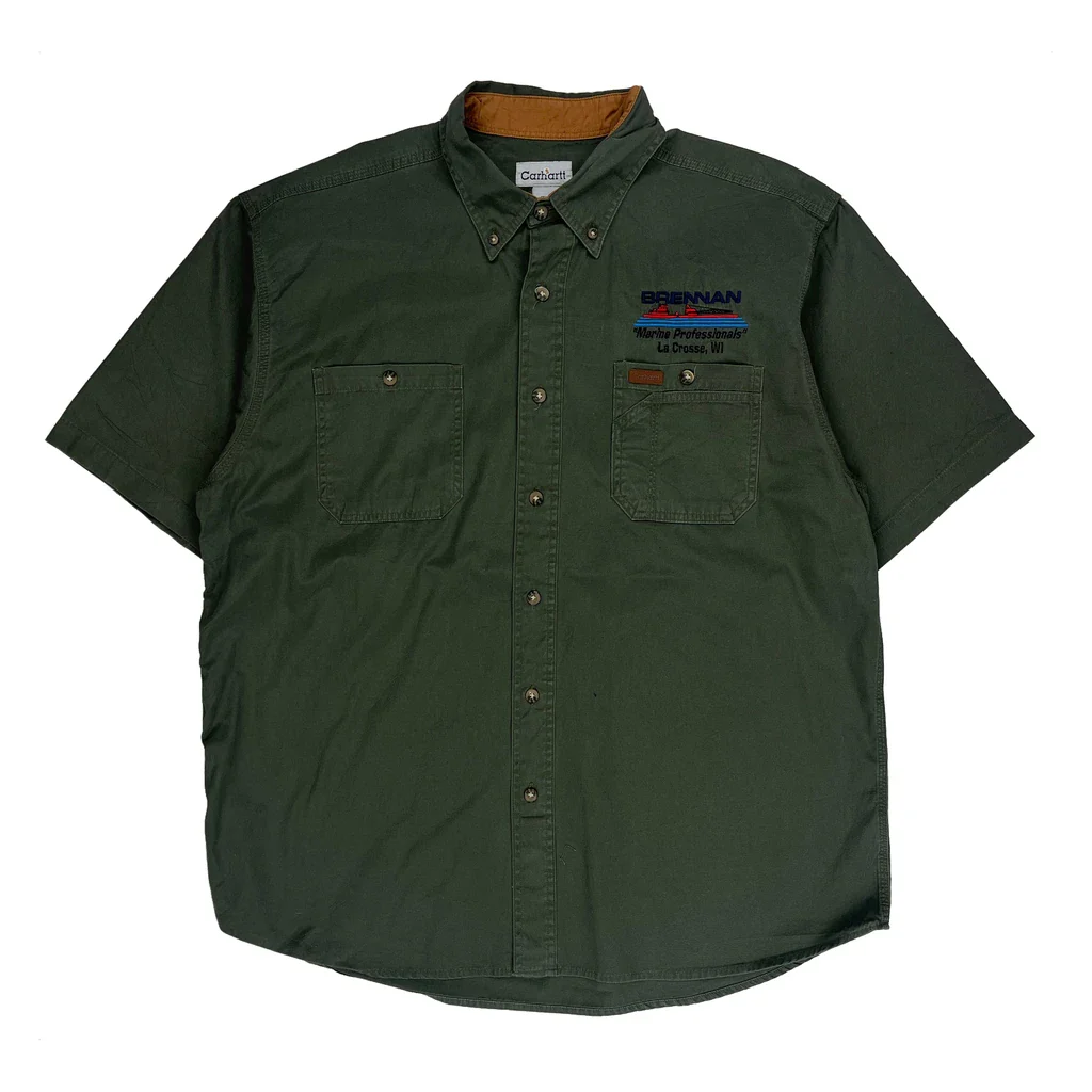 Marine Professionals Carhartt Short Sleeve Shirt - XL Green Cotton