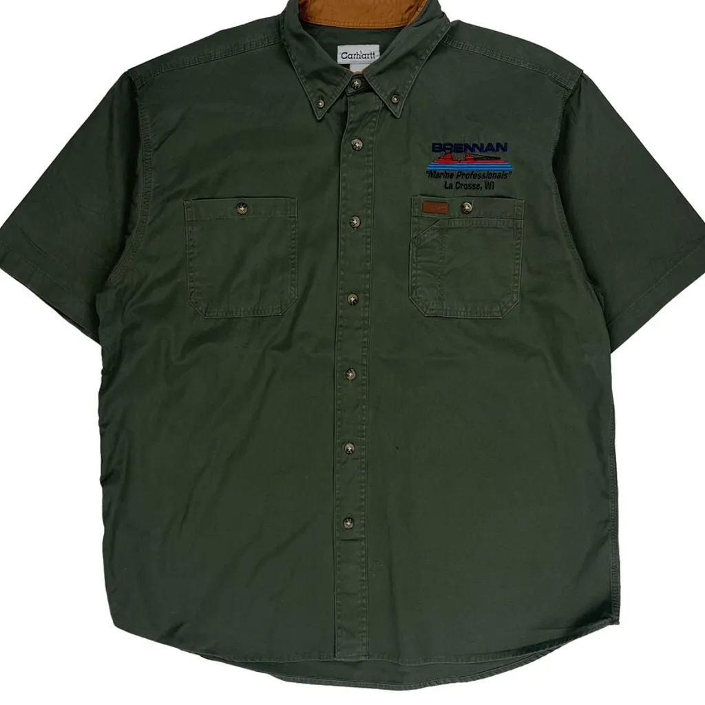 Marine Professionals Carhartt Short Sleeve Shirt - XL Green Cotton - Image 4