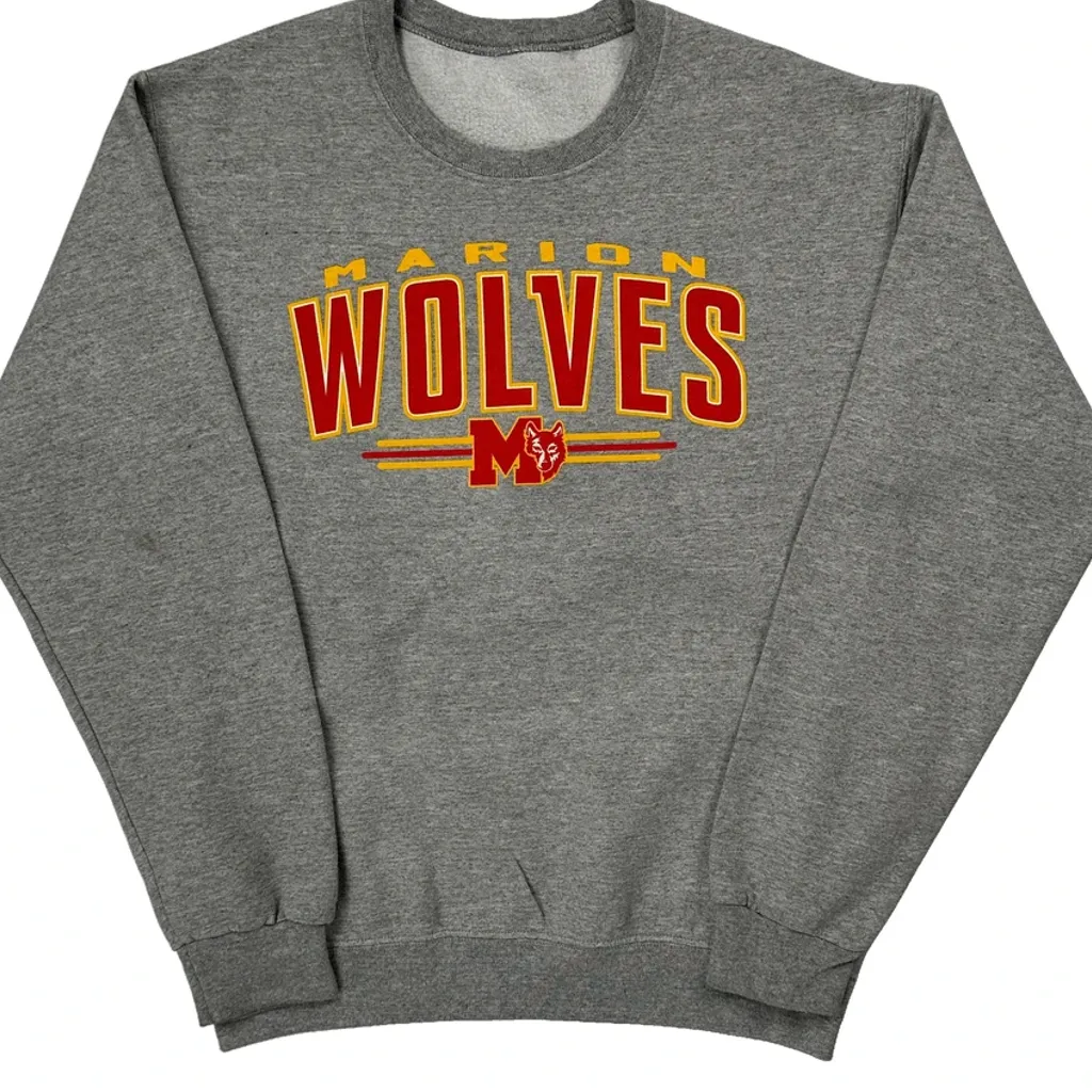 Marion Wolves Unbranded College Sweatshirt - XS Grey Cotton Blend - Image 4