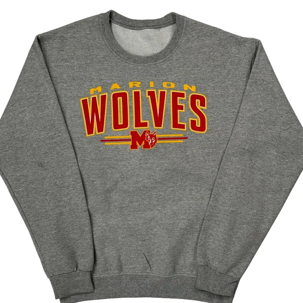 Marion Wolves Unbranded College Sweatshirt - XS Grey Cotton Blend - Image 5