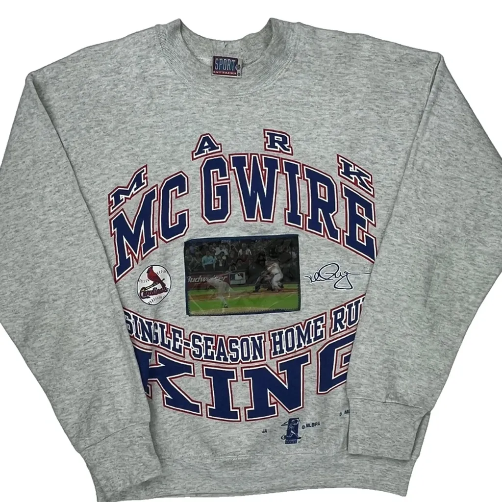 Mark Mcgwire Sport Graphic Sweatshirt - Small Gray Cotton - Image 4