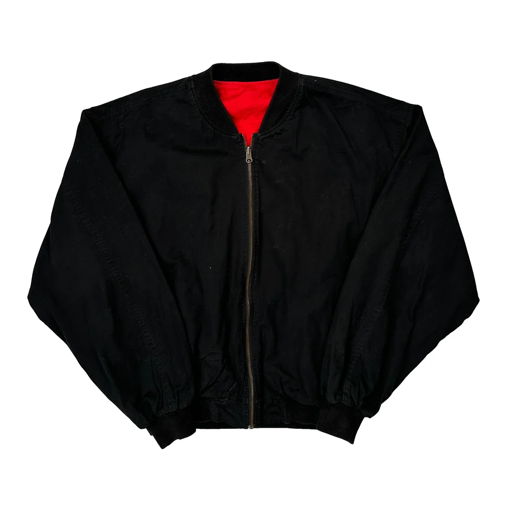 Marlboro Reversible Spellout Bomber Jacket - Medium Black Cotton