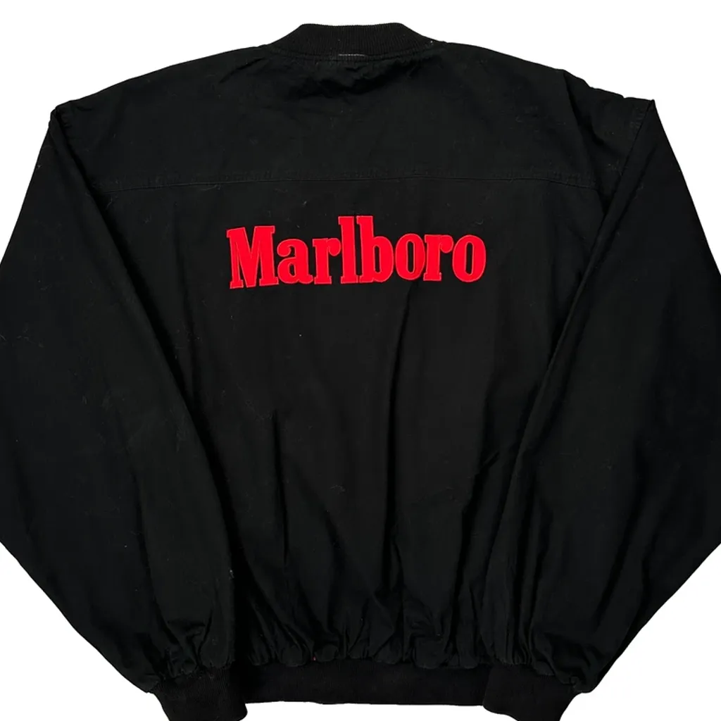 Marlboro Reversible Spellout Bomber Jacket - Medium Black Cotton - Image 6