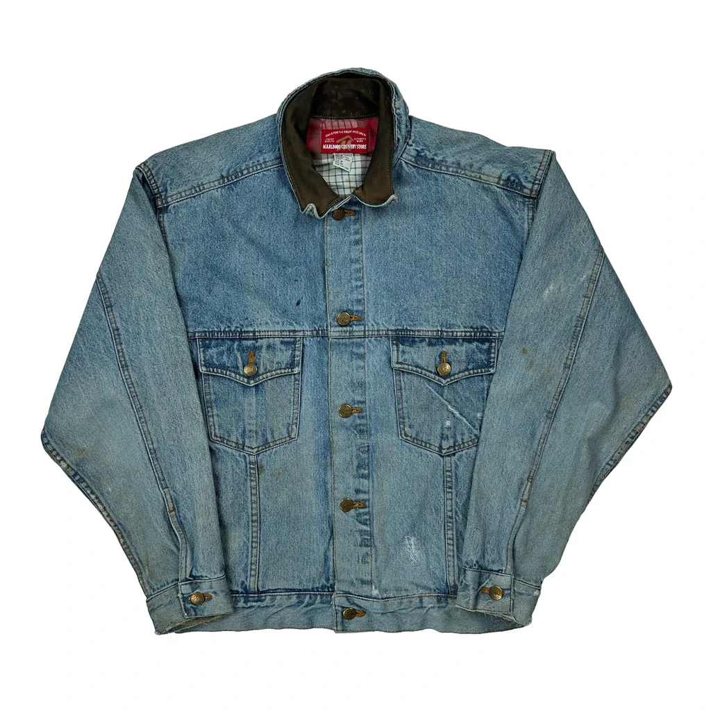 Marlboro Classics Checked Denim Jacket - Medium Blue Cotton