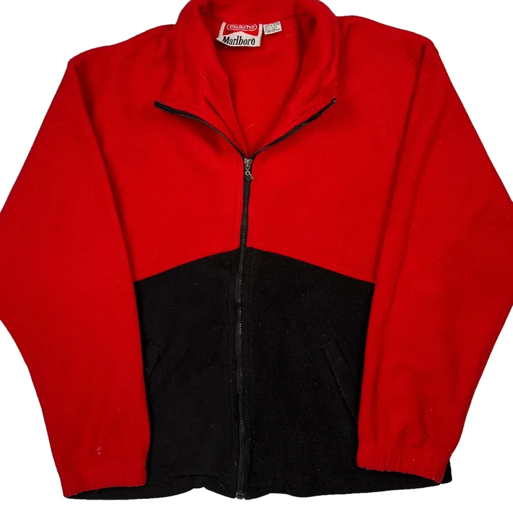 Marlboro Fleece Jacket - Large Black Polyester - Image 4