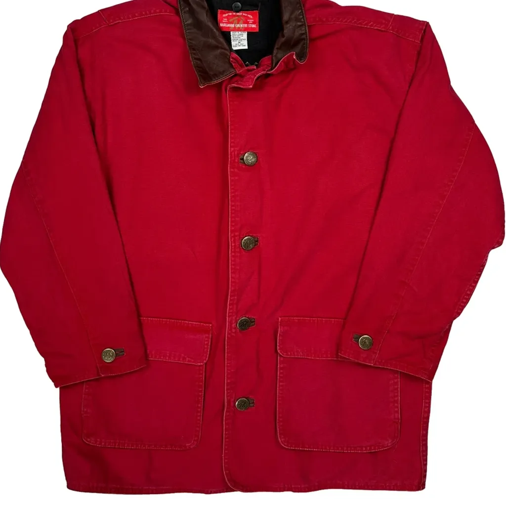 Marlboro Hunting Barn Jacket - Medium Red Cotton - Image 4