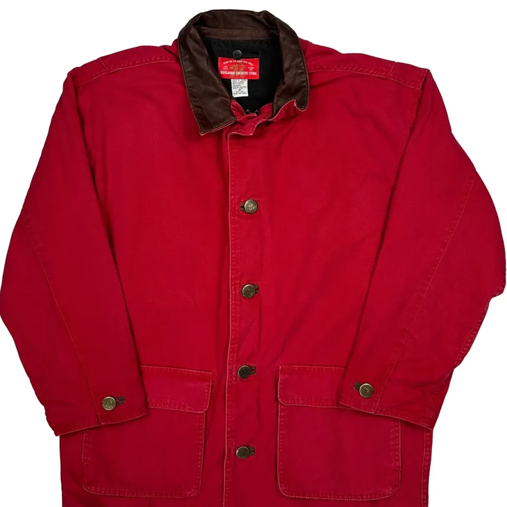 Marlboro Hunting Barn Jacket - Medium Red Cotton - Image 5