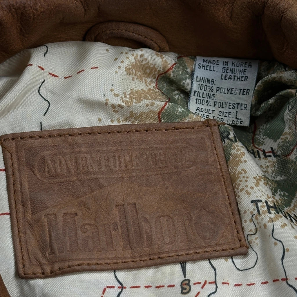 Marlboro Adventure Team Leather Jacket - Large Brown Leather - Image 3
