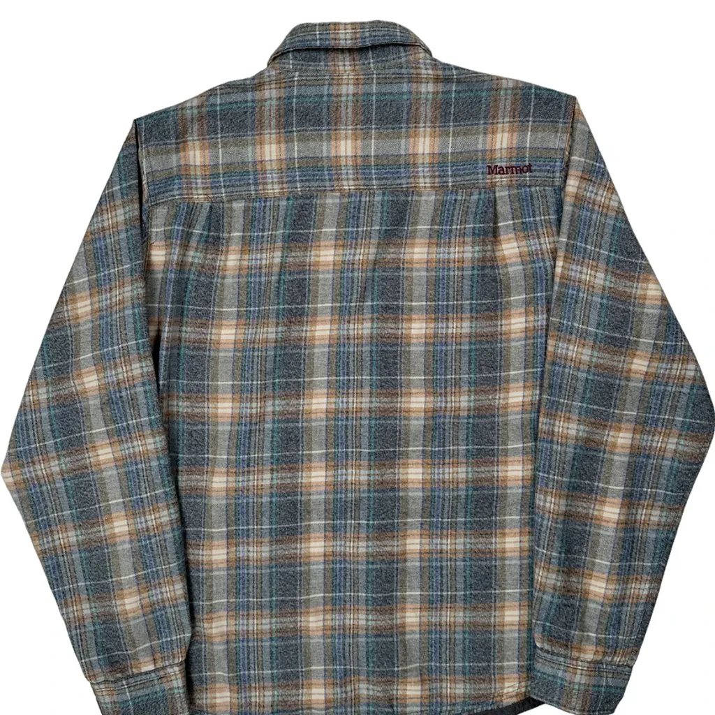Marmot Checked Flannel Shirt - XL Blue Cotton - Image 6