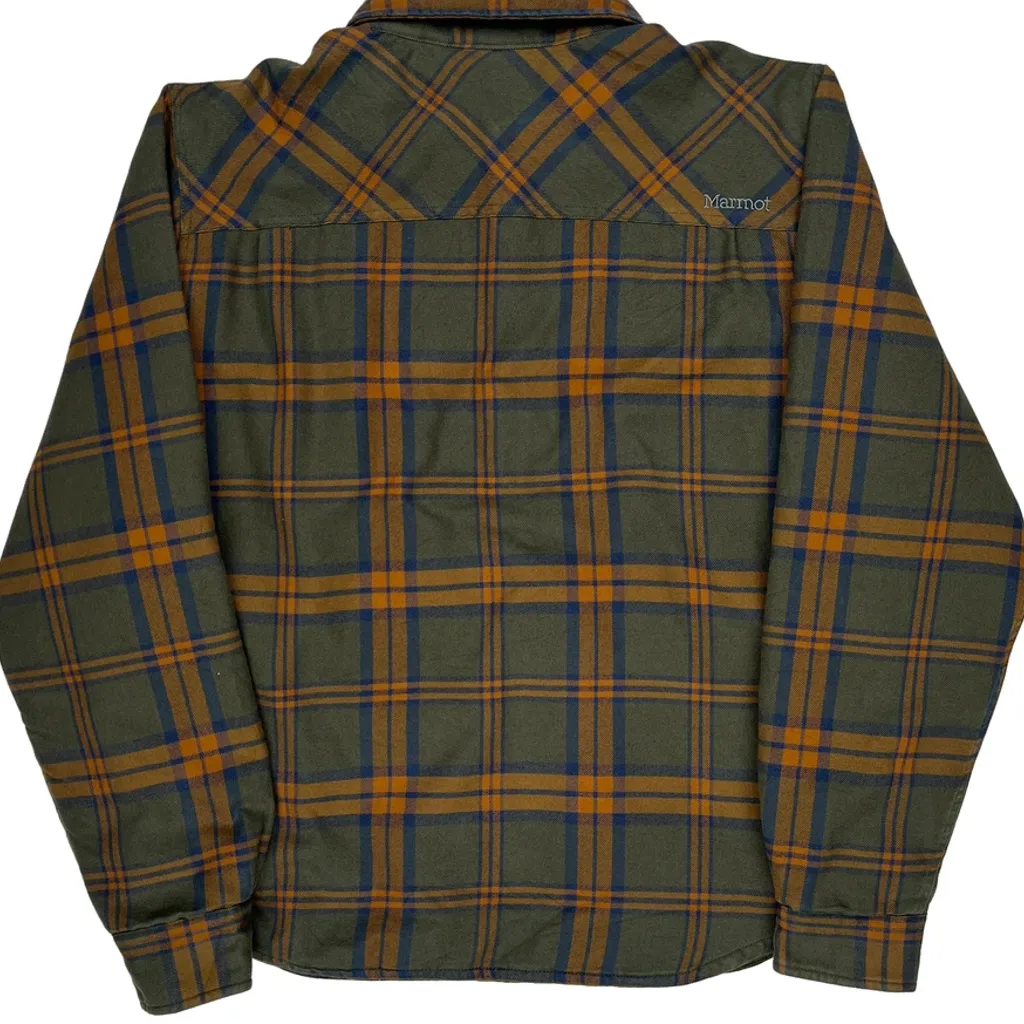 Marmot Checked Flannel Shirt Jacket - XL Green Cotton - Image 7