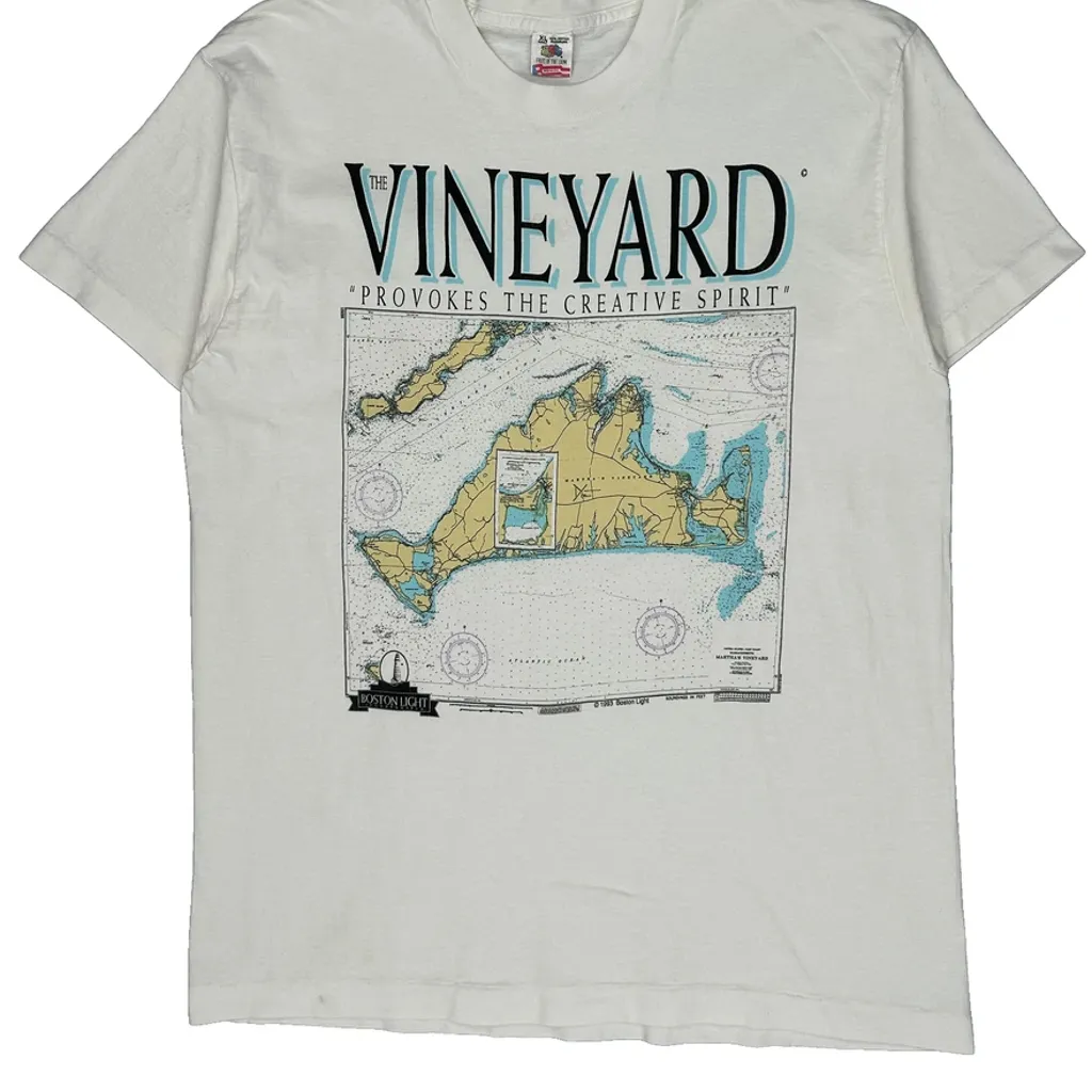 Martha'S Vineyard Map Fruit Of The Loom Graphic T-Shirt - XL White Cotton - Image 4