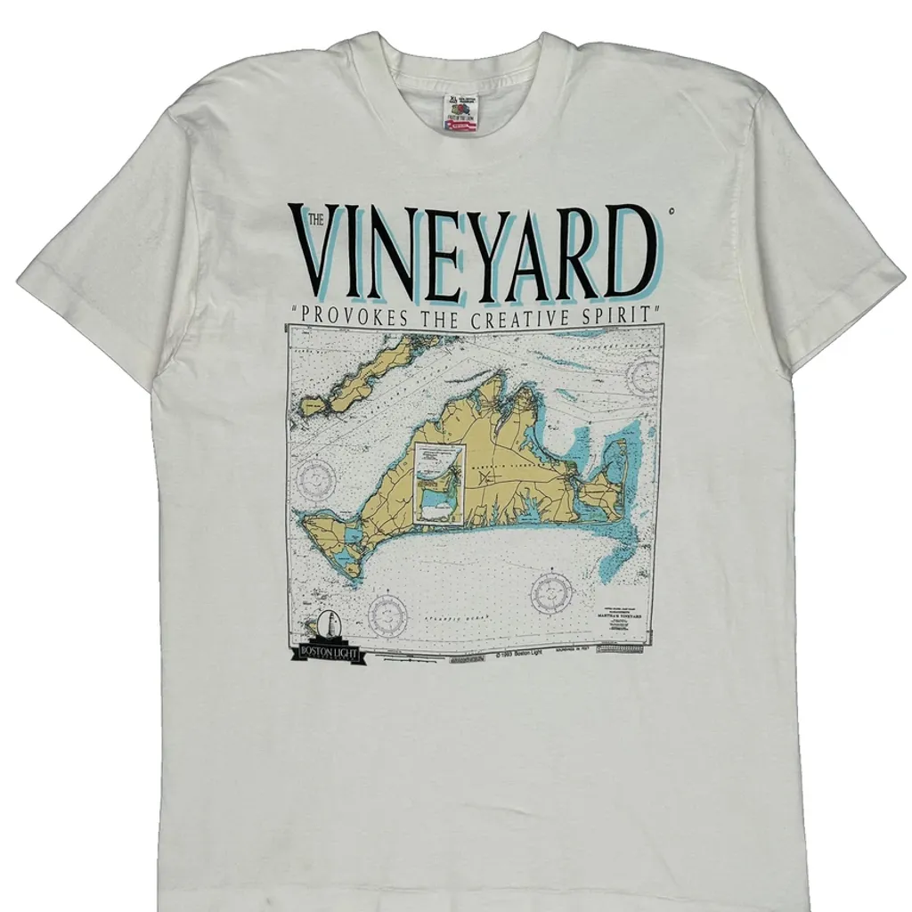 Martha'S Vineyard Map Fruit Of The Loom Graphic T-Shirt - XL White Cotton - Image 5
