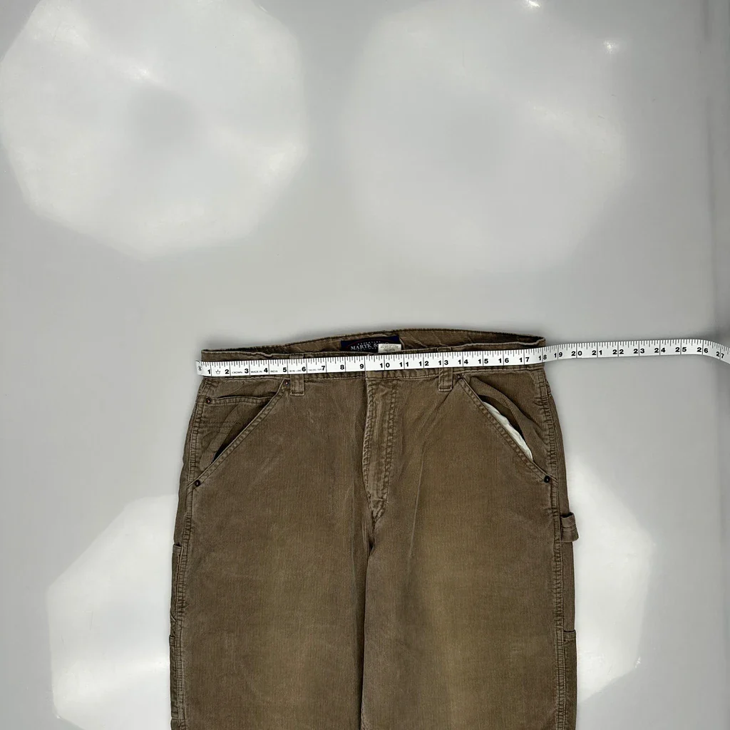 Maryk & Co Loose Fit Corduroy Carpenter Trousers - 36W 34L Brown Cotton - Image 3