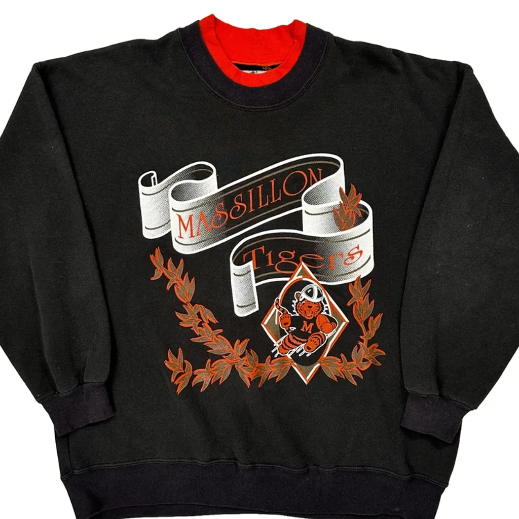 Massillon Tigers Dodger College Sweatshirt - Large Black Cotton - Image 4