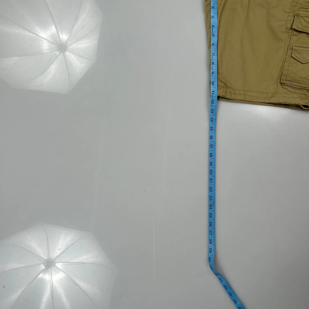 Matchstick Cargo Shorts - 36W 11L Khaki Cotton - Image 5