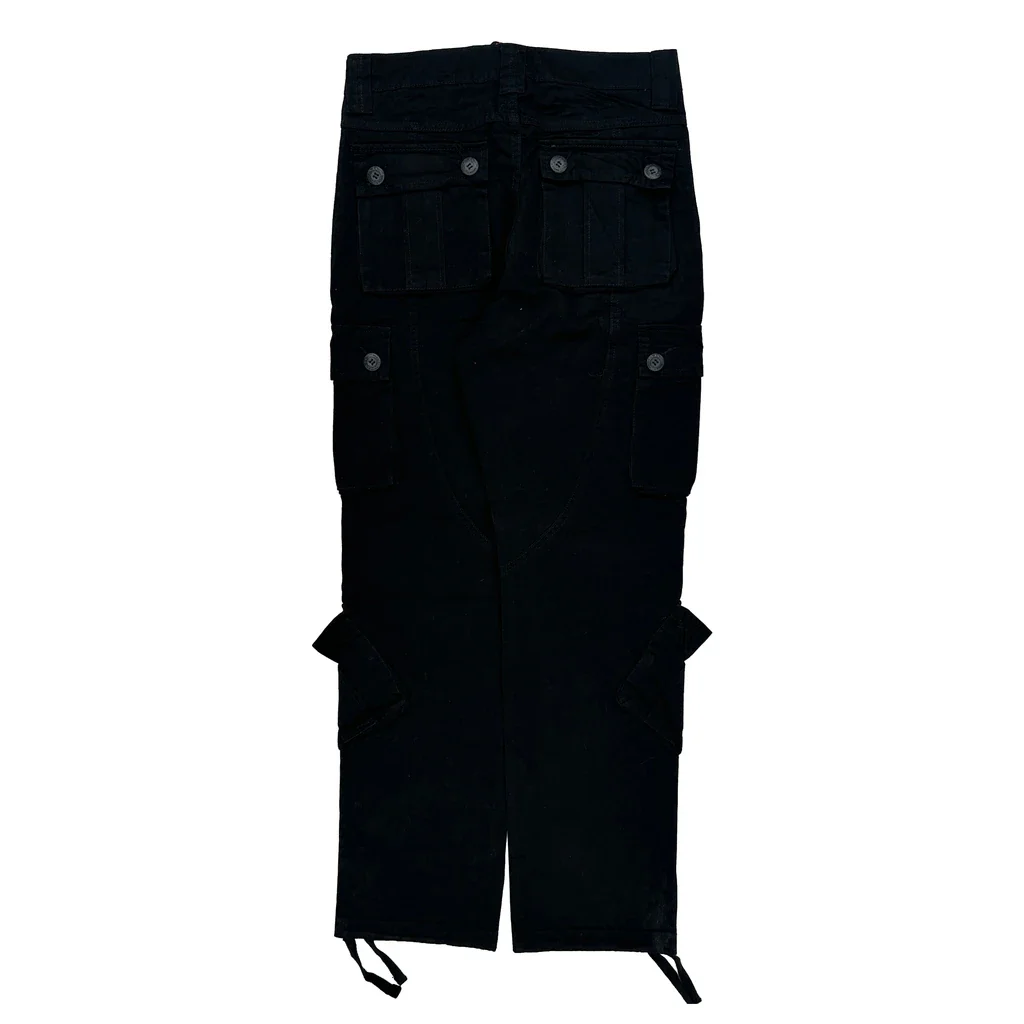 Matchstick Cargo Trousers - 30W 31L Black Cotton