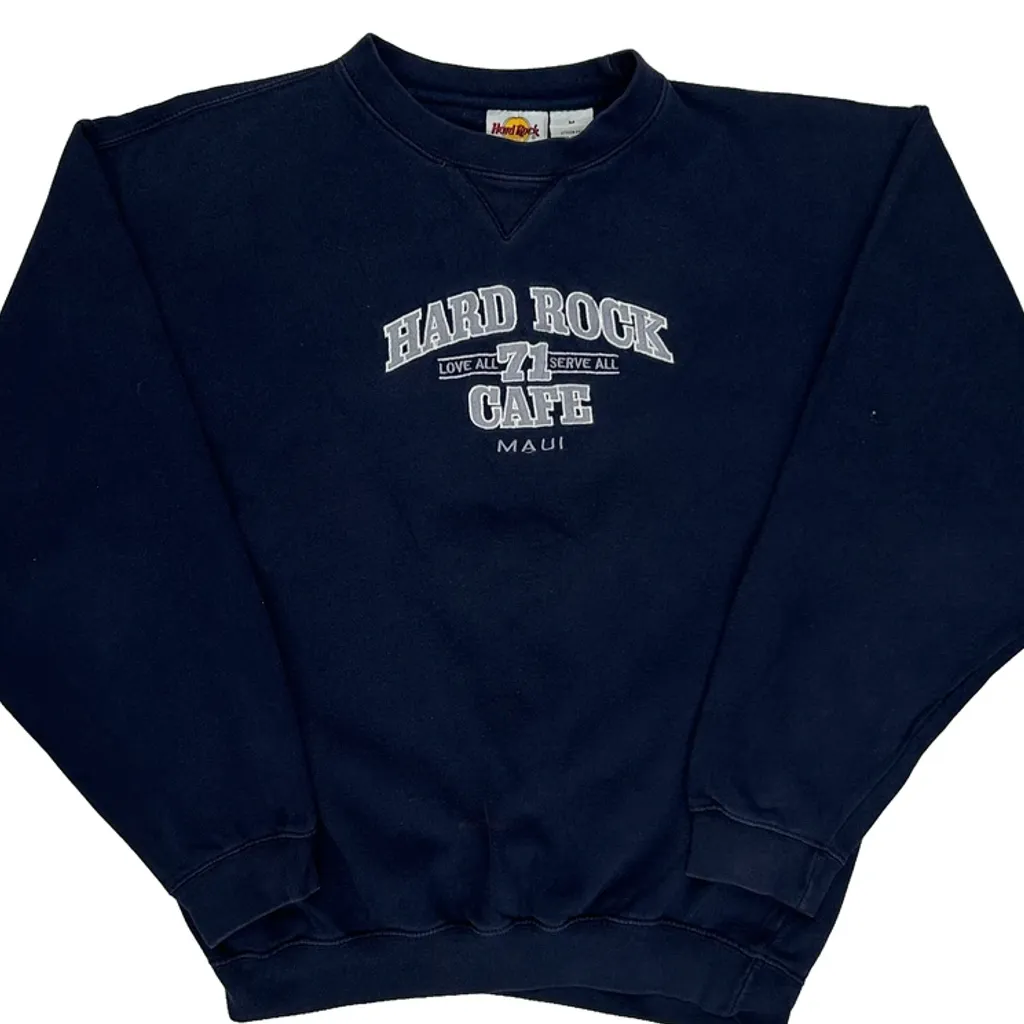 Maui Hard Rock Cafe Sweatshirt - Medium Navy Cotton Blend - Image 5
