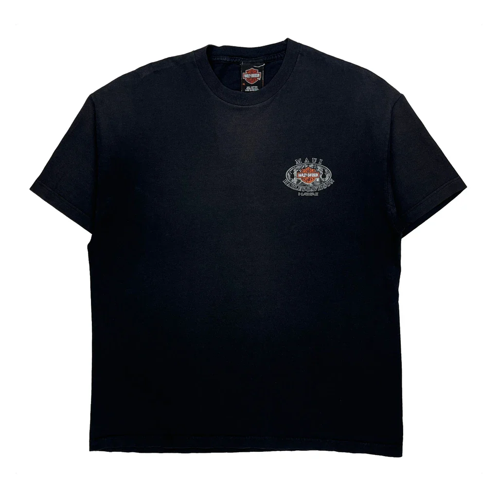 Maui Harley Davidson Graphic T-Shirt - XL Black Cotton