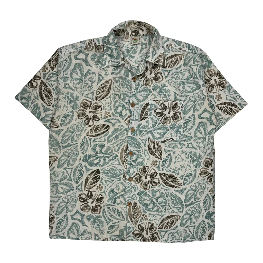 Maui Floral Hawaiian Shirt - Large Multicoloured Cotton