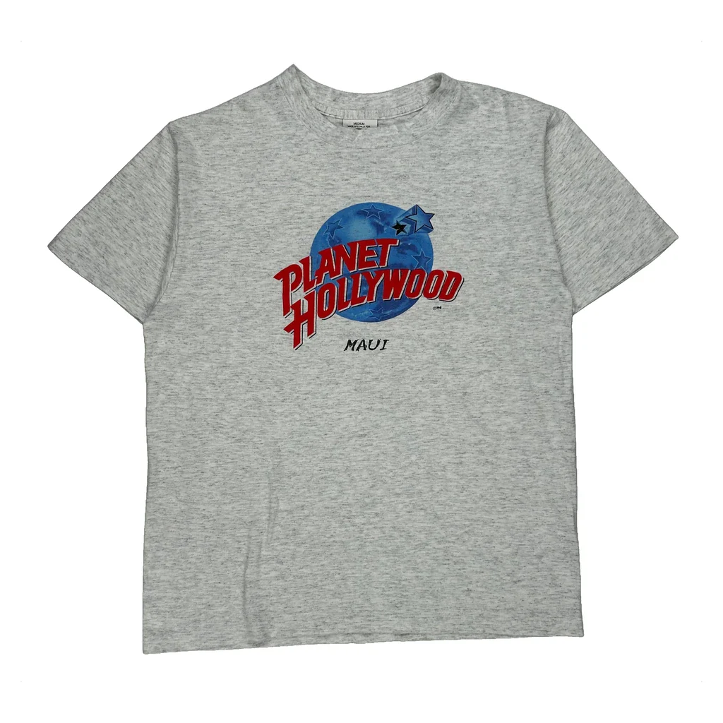 Maui Planet Hollywood Graphic T-Shirt - Medium Grey Cotton