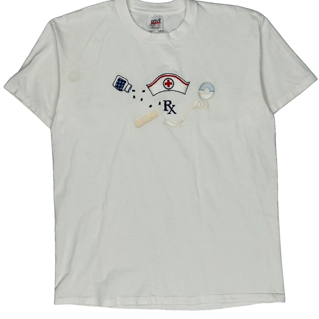 Medical Theme Anvil Graphic T-Shirt - XL White Cotton - Image 6