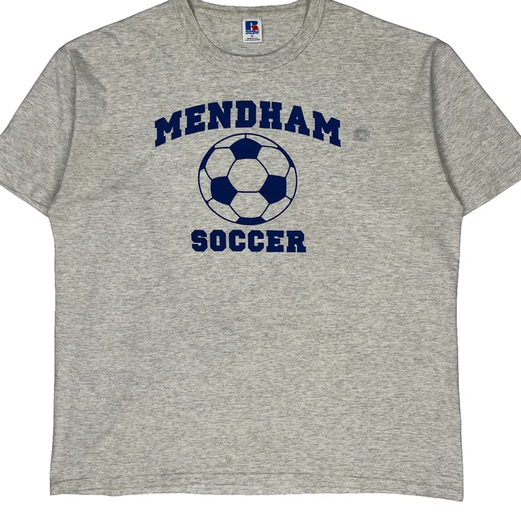 Mendham Soccer Russell Athletic Single Stitch T-Shirt - XL Grey Cotton Blend - Image 5