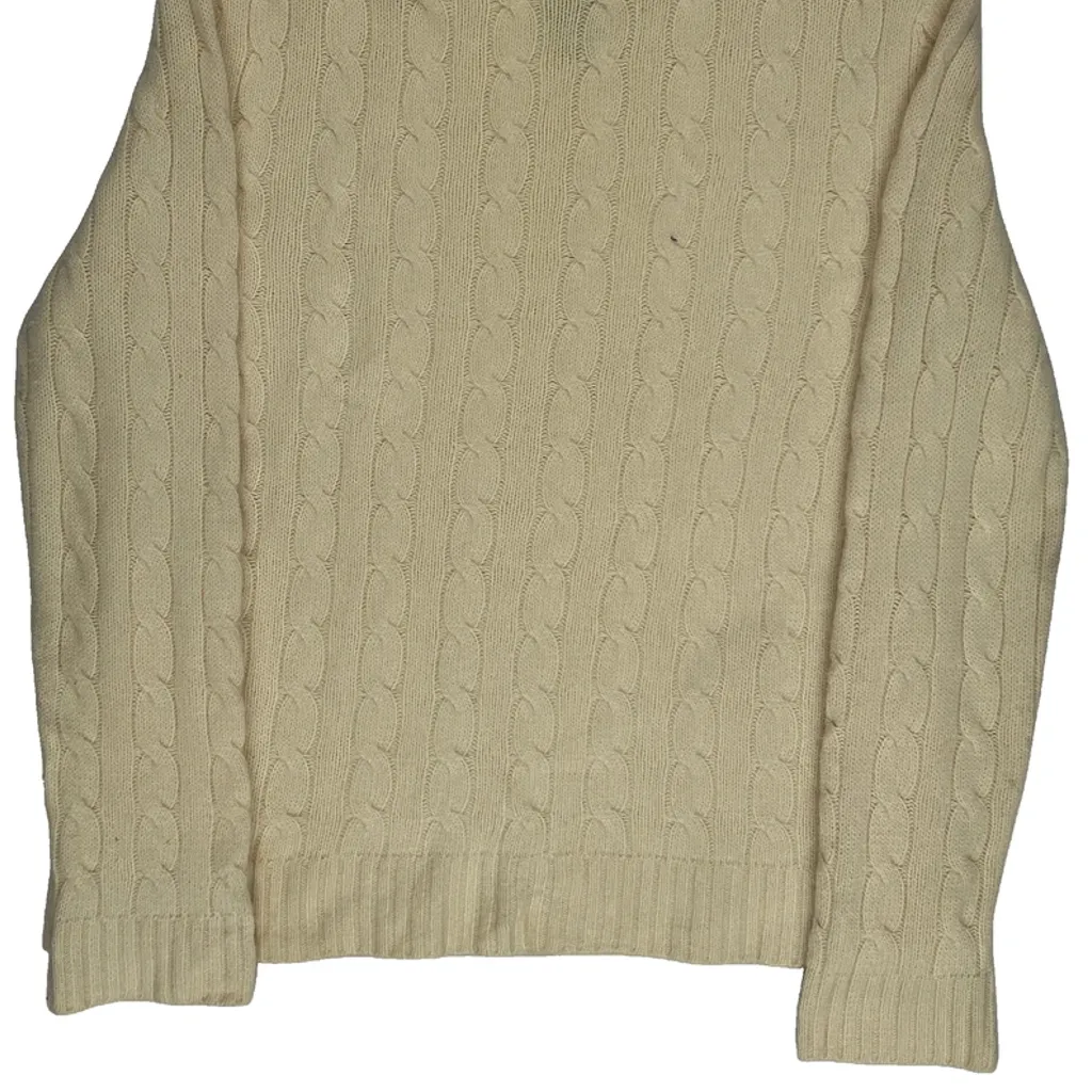 Merino Blend Ralph Lauren Cable Knit Top - Medium Cream Merino Wool Blend - Image 7