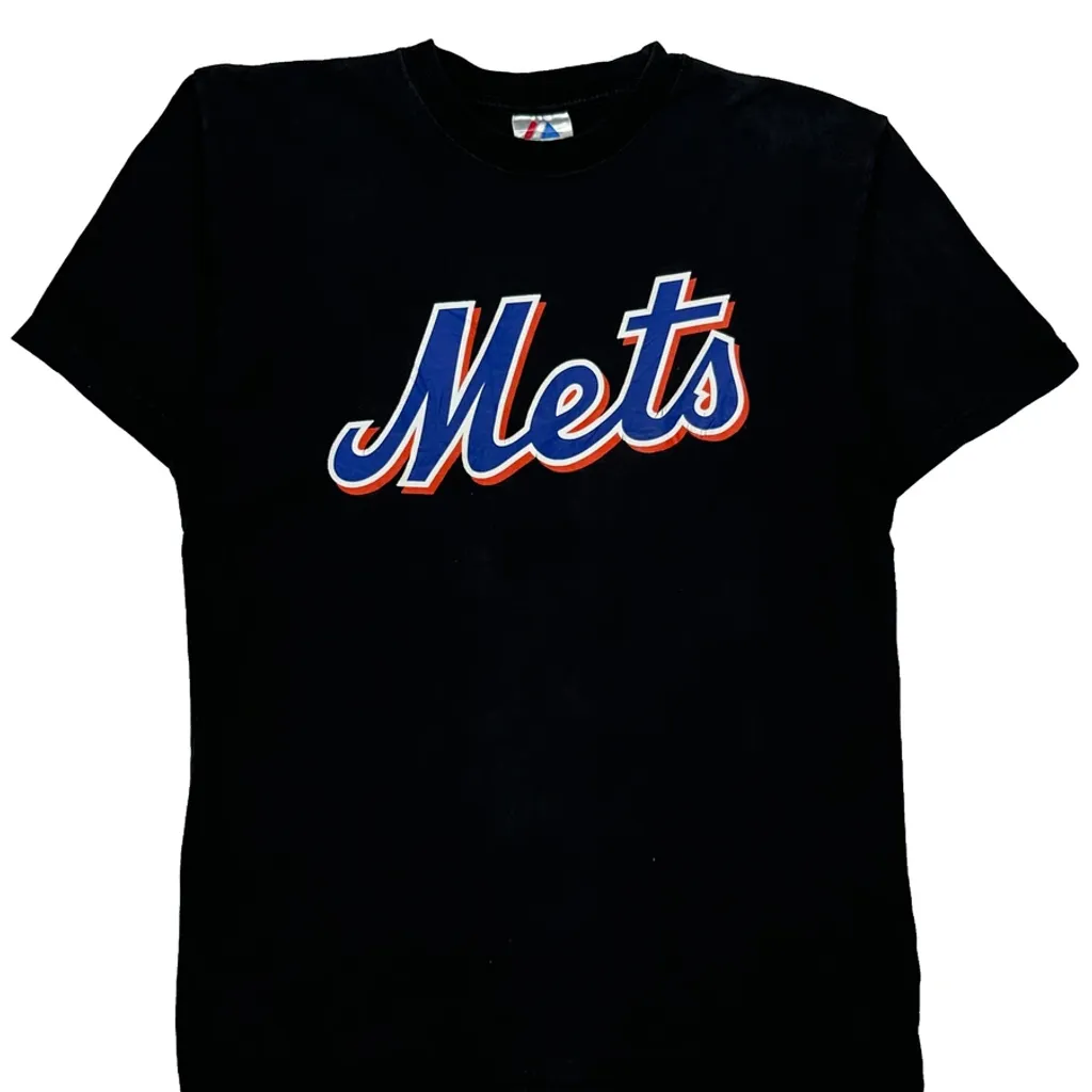 Mets Majestic Mlb T-Shirt - Large Black Cotton - Image 4