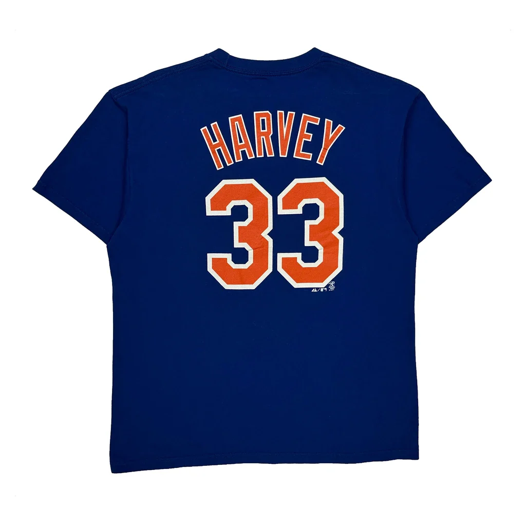 Mets Majestic Mlb T-Shirt - Large Blue Cotton - Image 2