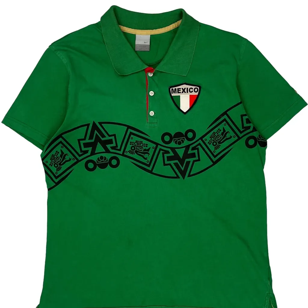 Mexico Nike Football Polo Shirt - Large Green Cotton - Image 4