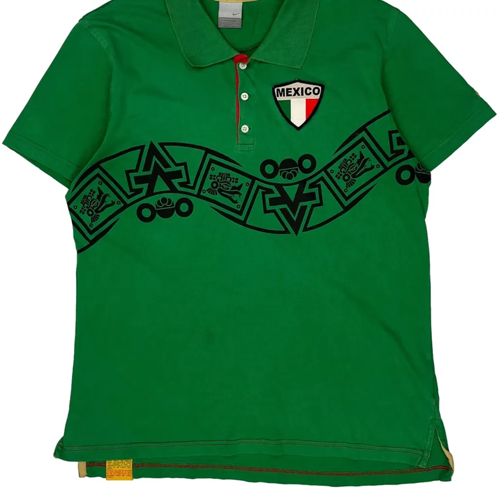 Mexico Nike Football Polo Shirt - Large Green Cotton - Image 5
