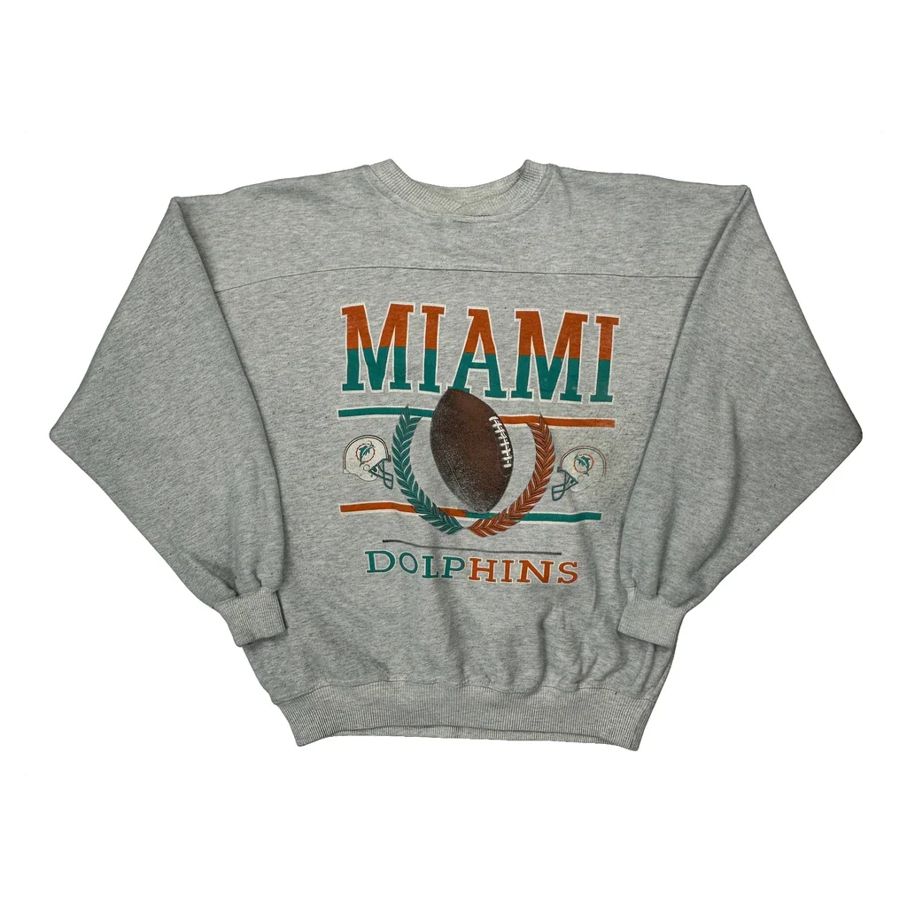 Miami Dolphins Crable Football Sweatshirt - XL Grey Polyester Blend