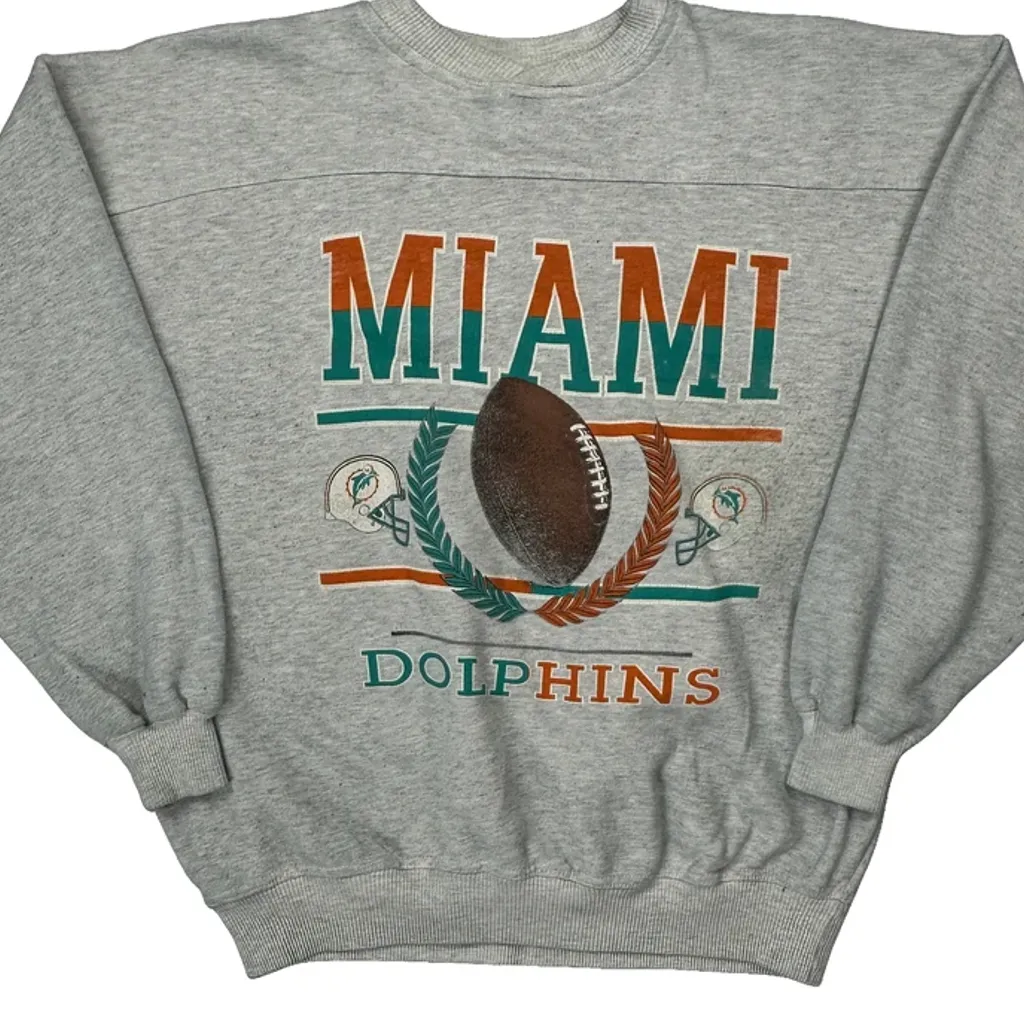 Miami Dolphins Crable Football Sweatshirt - XL Grey Polyester Blend - Image 5