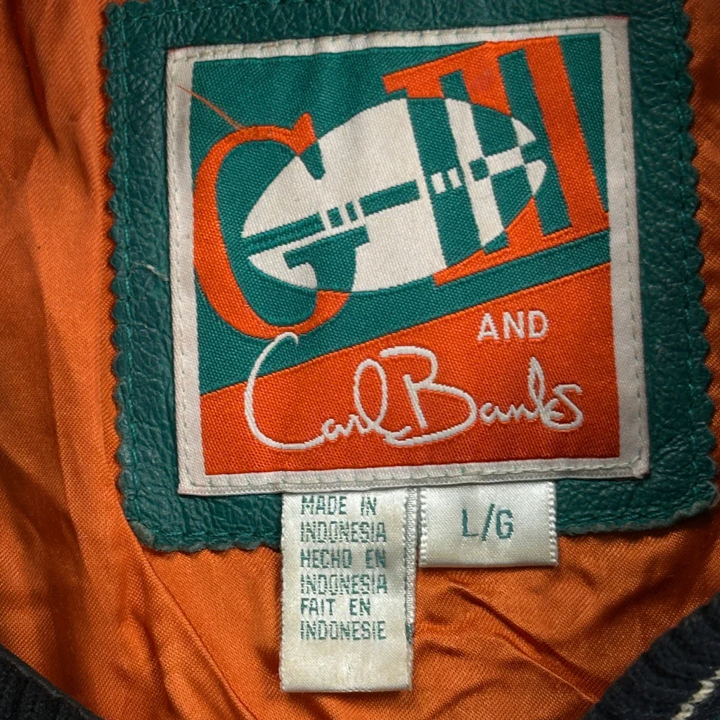 Miami Dolphins Gii Graphic Bomber Jacket - Large Black Leather - Image 3