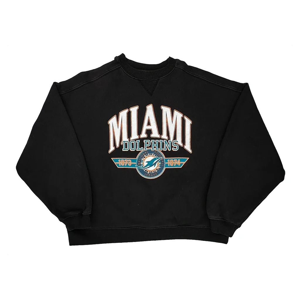 Miami Dolphins Nfl Football Sweatshirt - Medium Black Cotton