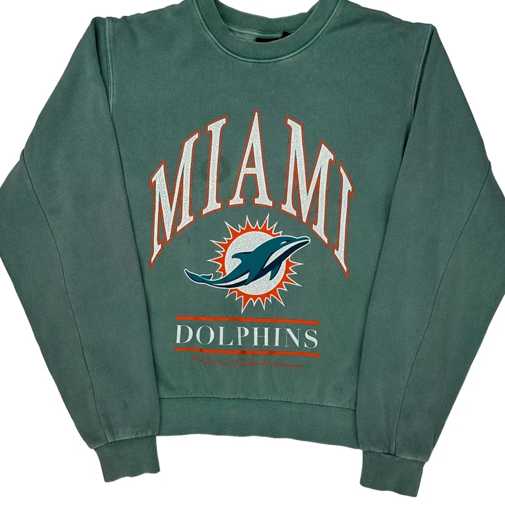 Miami Dolphins Nfl Football Sweatshirt - Medium Green Cotton - Image 4