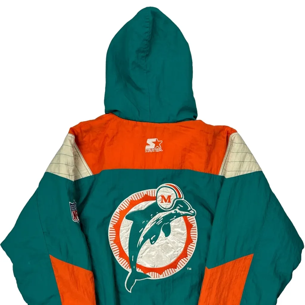 Miami Dolphins Starter Nfl Windbreaker - Medium Green Nylon - Image 6