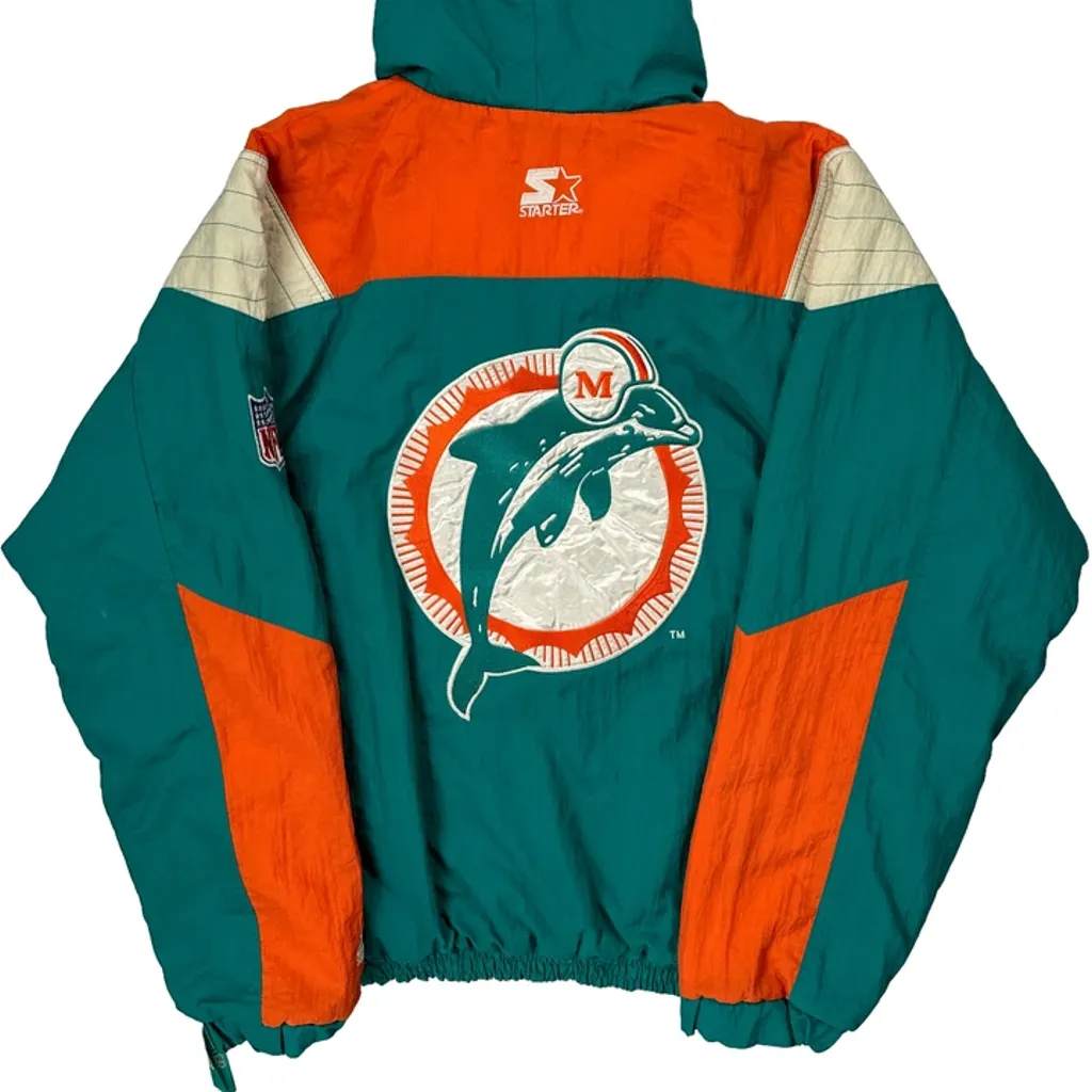 Miami Dolphins Starter Nfl Windbreaker - Medium Green Nylon - Image 7
