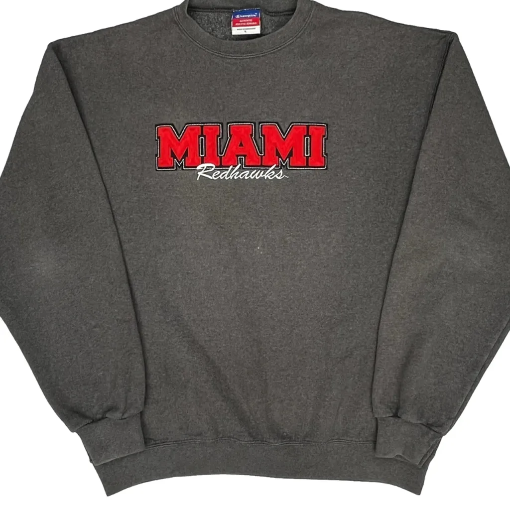 Miami Redhawks Champion College Sweatshirt - Large Grey Cotton Blend - Image 4