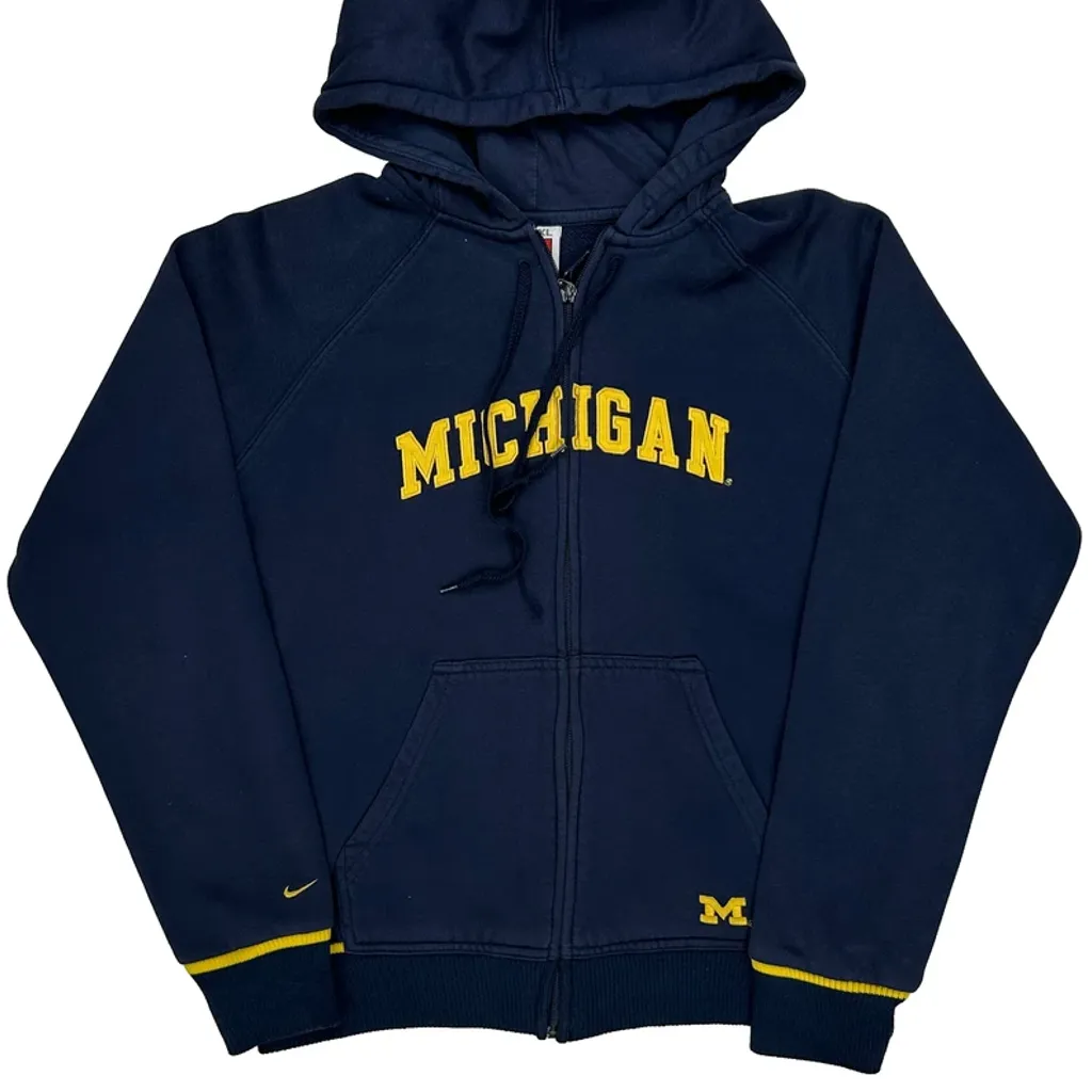 Michigan Nike College Hoodie - XL Navy Cotton - Image 4