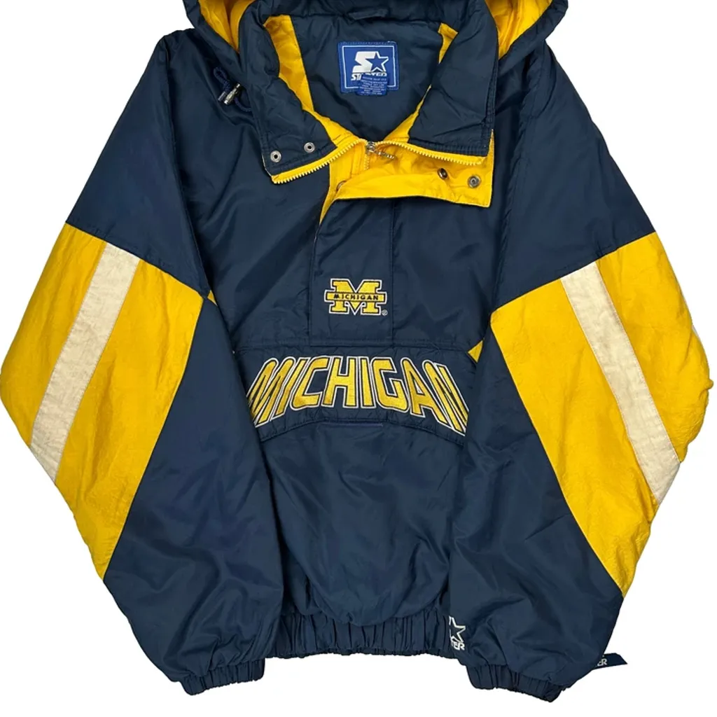 Michigan Starter College Pullover Jacket - Large Navy Nylon - Image 4