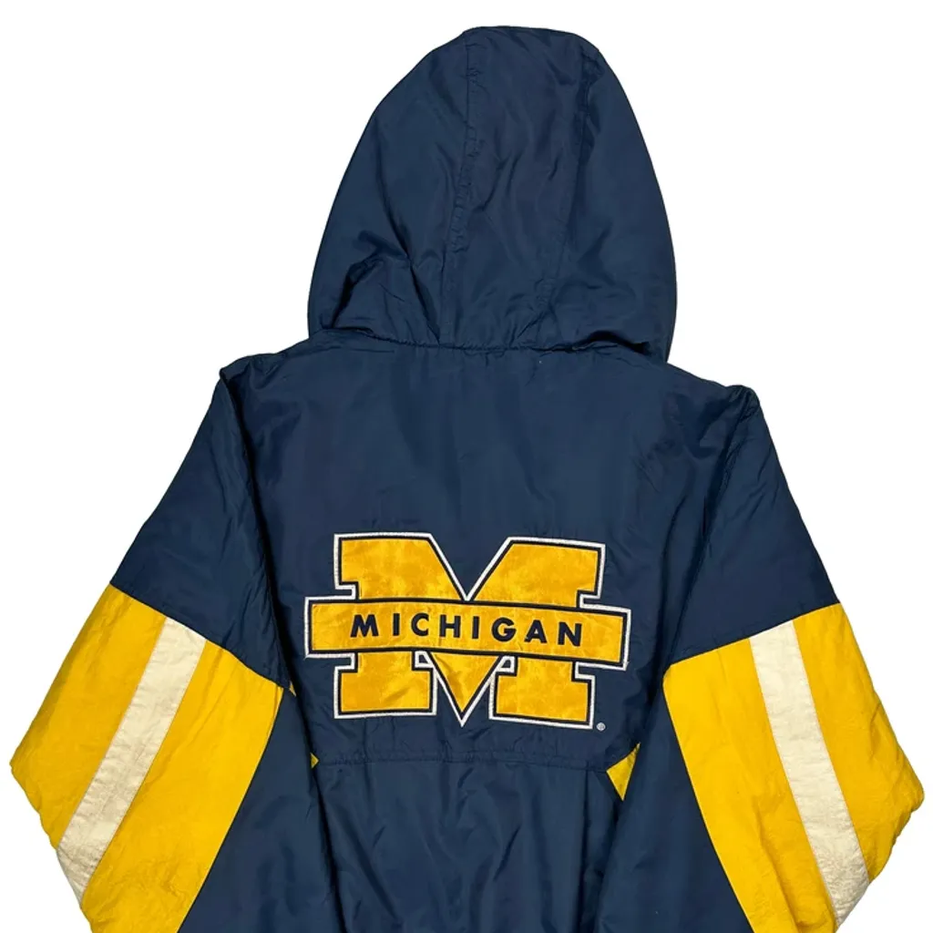 Michigan Starter College Pullover Jacket - Large Navy Nylon - Image 6