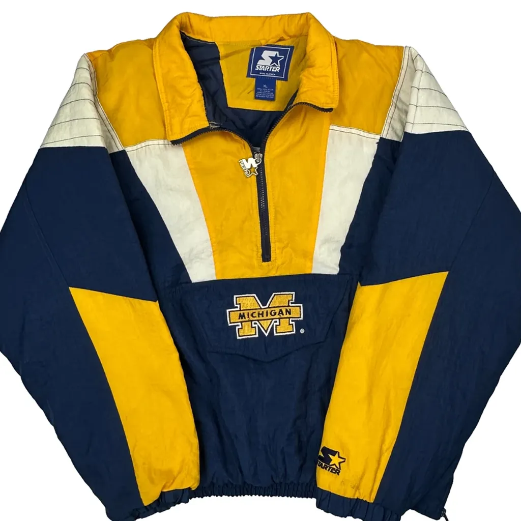 Michigan Starter College Windbreaker - XL Blue Nylon - Image 4